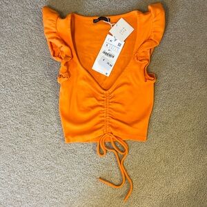 Zara ruffle sleeve crop top